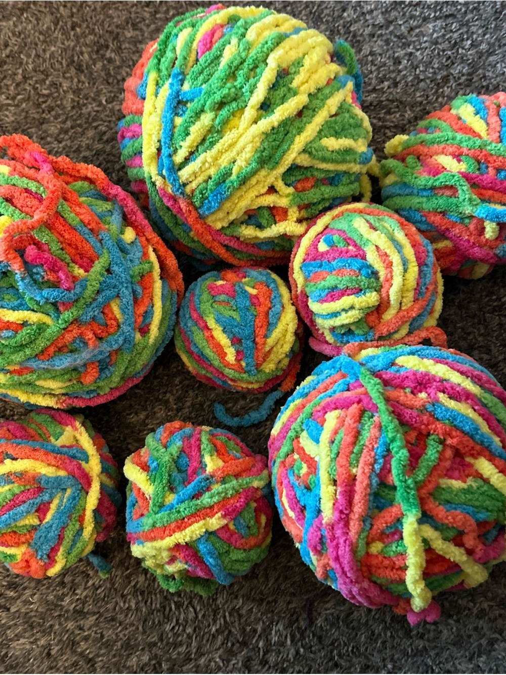Plush Multicolor Yarn Balls - Bright Rainbow Home Toy Bernat blanket chenille